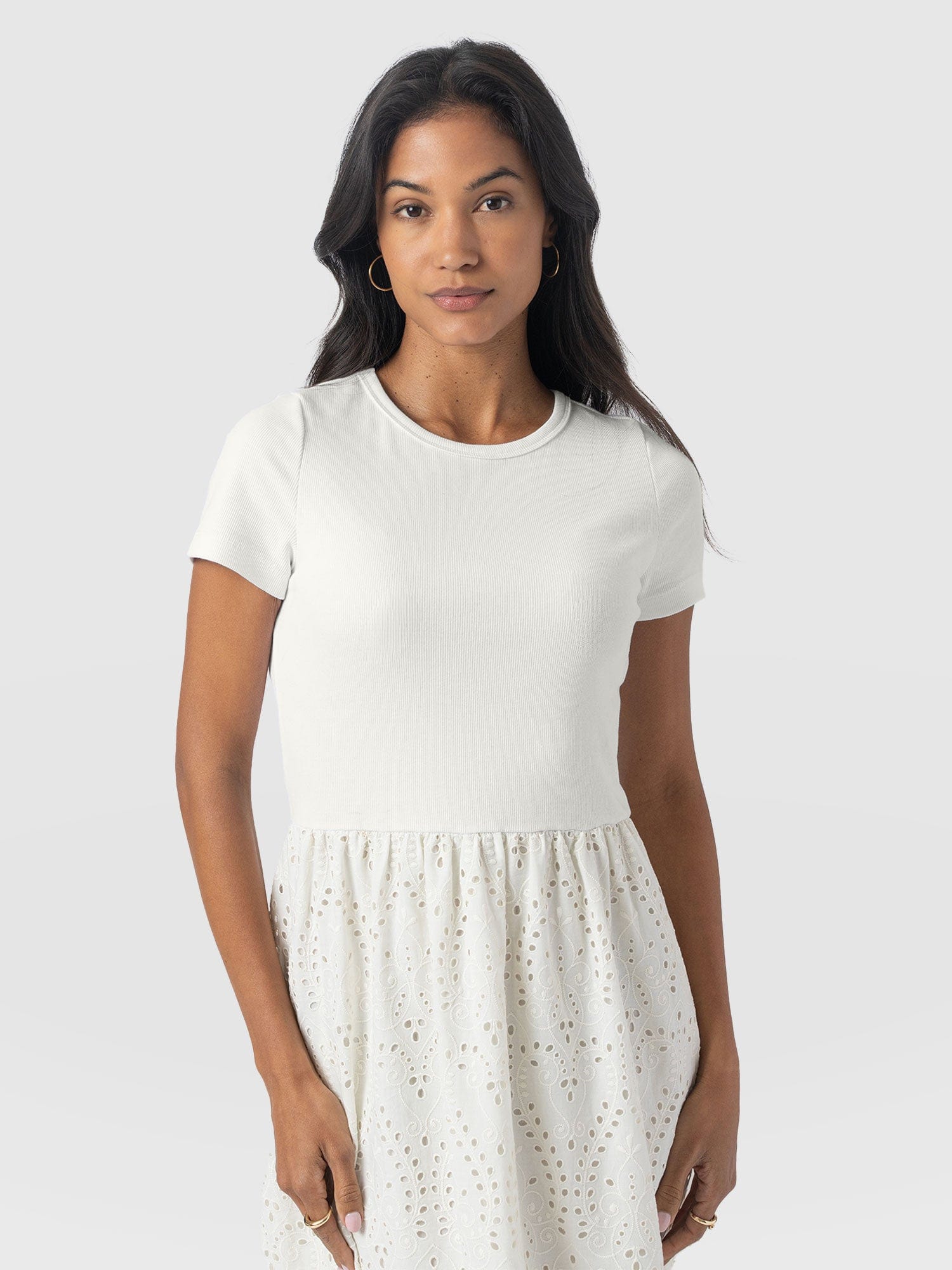 Sophia Contrast Dress - White Broderie - Women's Dresses | Saint + Sofia® USA